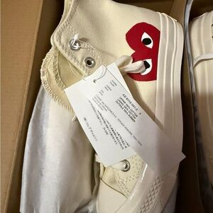 Comme des Garcons PLAY Cream Sneakers with Red Heart